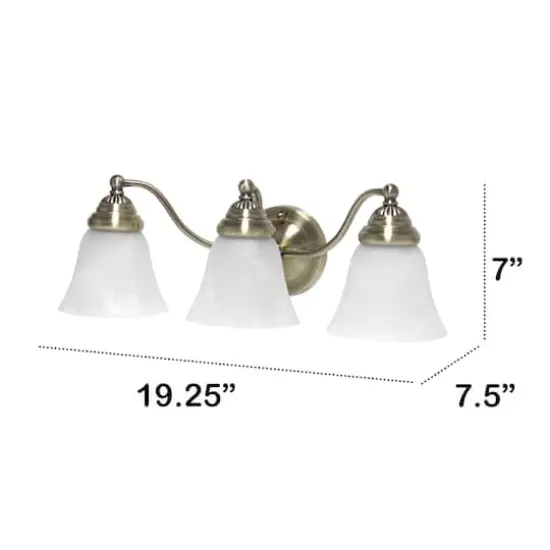 Lalia Home Essentix Alabaster 3 Light Glass Vanity Antique Brass {5}