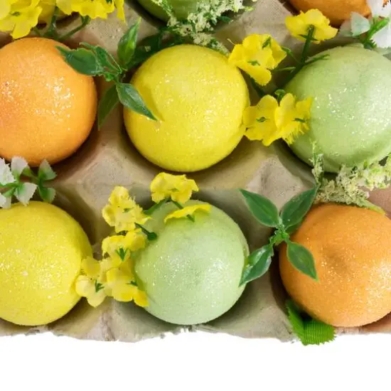 6.25" Glittered Easter Eggs with Carton Decoration {6}