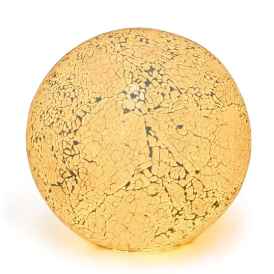 Simple Designs 7.7" Mosaic Stone Ball Table Lamp White {3}