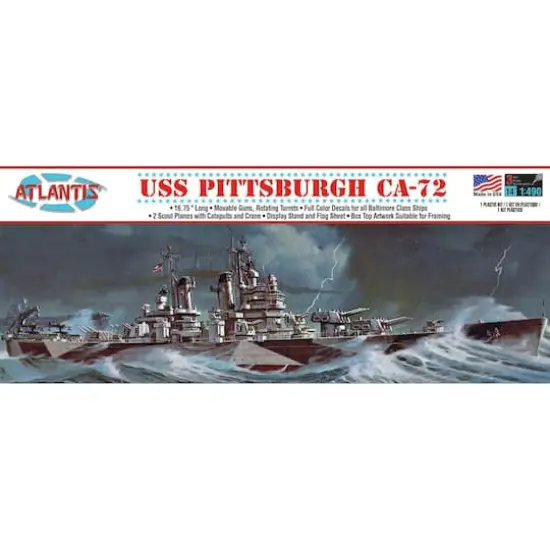Atlantis® USS Pittsburgh CA-72 Heavy Cruiser Plastic Model Kit {1}