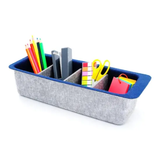 Welaxy Felt Adjustable 4 Slot Drawer Organizer Bin Navy {1}