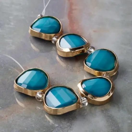 Teal & Gold Faceted Glass Coin Bead Mix by Bead Landing&trade; {3}