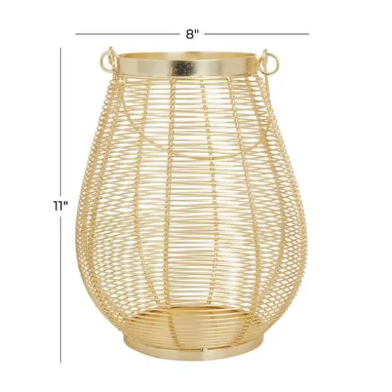 Gold Iron Glam Lantern, 11" x 8" x 8" {8}