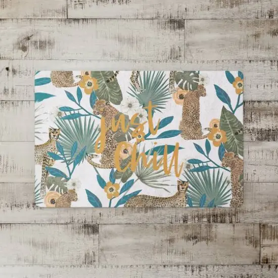 Just Chill Tropical Cheetah Floor Mat White {3}
