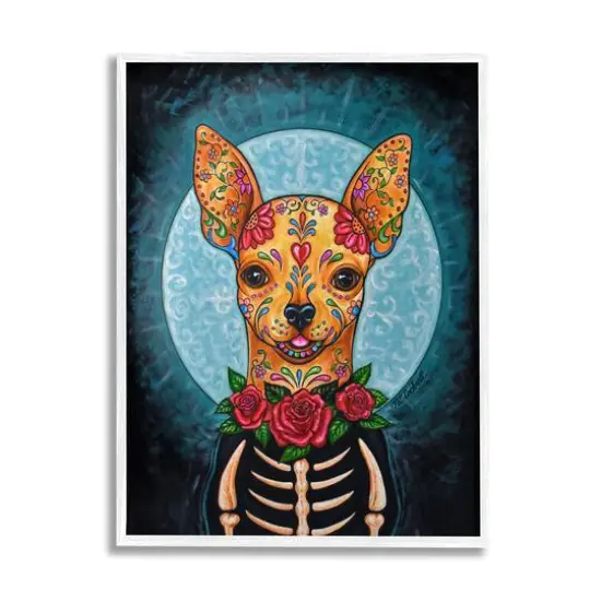 Stupell Industries Day of Dead Chihuahua Framed Giclee Art White {1}