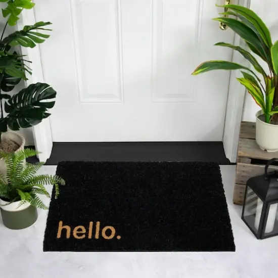 Black Hello Doormat {3}