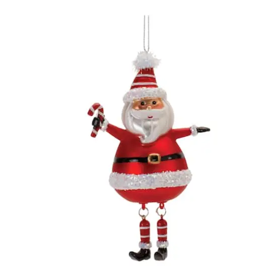 6" Glittered Glass Santa with Dangle Legs Ornaments, 6ct. {3}