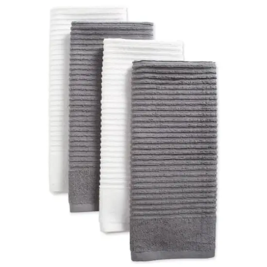 DII&reg; Gray & White Ribbed Terry Dishtowel Set {1}
