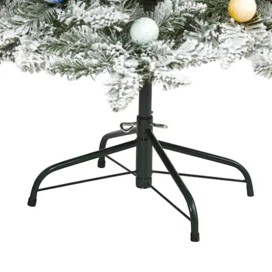 5ft. Pre-Lit Flocked British Columbia Mountain Fir Artificial Christmas Tree, Multicolor LED Lights {6}