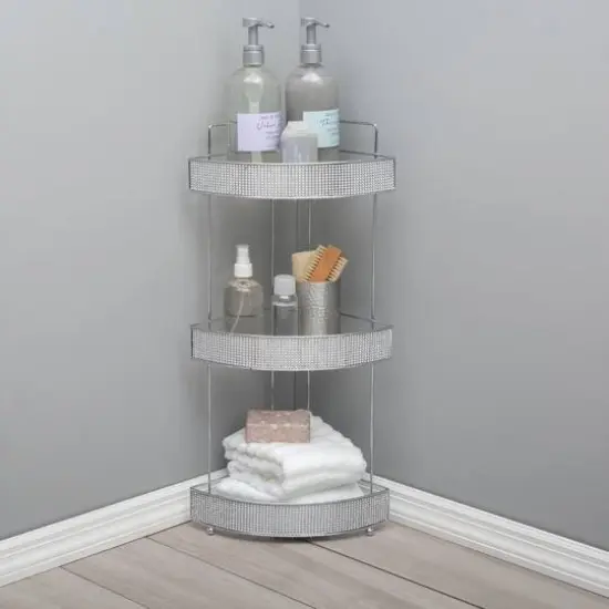 Bath Bliss Pave Diamond Design 3-Tier Corner Bath Shelf {7}