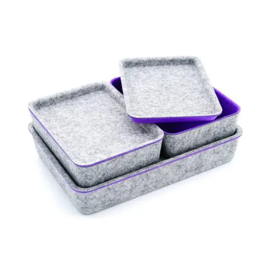 Welaxy Felt 3 Piece Drawer Organizer Bins with Lids Purple {8}
