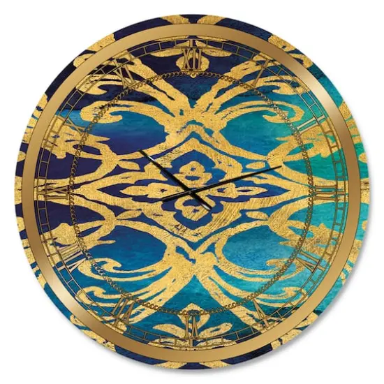 Designart Metallic Glam Indigo Form I Glam Wall Clock {1}