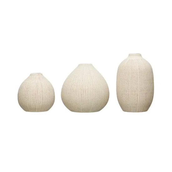 Hello Honey&reg; Red Textured Stoneware Vase Set {1}