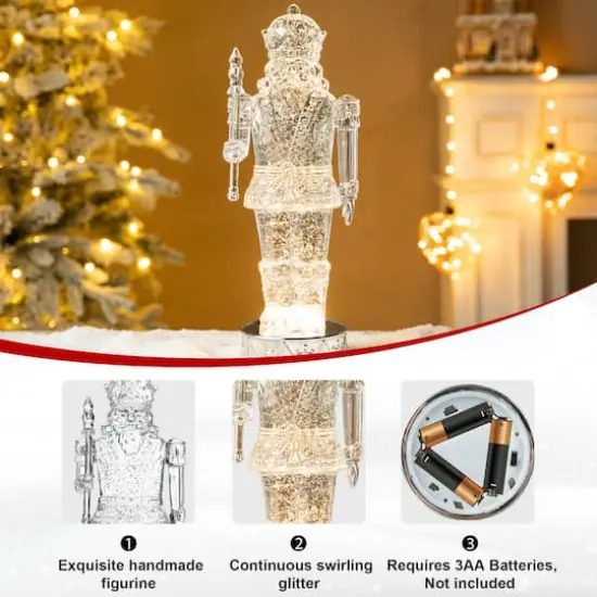 Glitzhome&reg; 12.5" Lighted Acrylic Crystal Nutcracker Figurine Waterglobe {8}