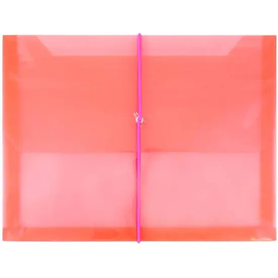 JAM Paper 9.75" x 13" Plastic Elastic Band Closure Expansion Envelopes, 12ct. Red {2}