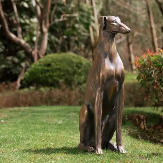 Glitzhome&reg; 30" Sitting Left Greyhound Dog Statue {5}