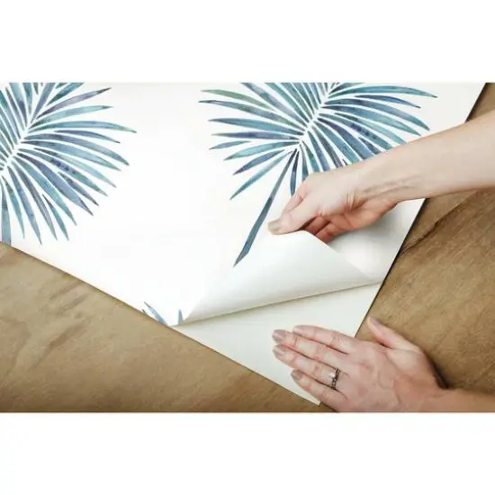 RoomMates Cat Coquillette Fun Fronds Peel & Stick Wallpaper Blue/White {7}