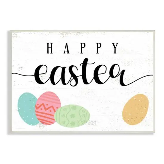 Stupell Industries Happy Easter Greeting Fun Pattern Spring Holiday Eggs Wall Plaque Art {1}