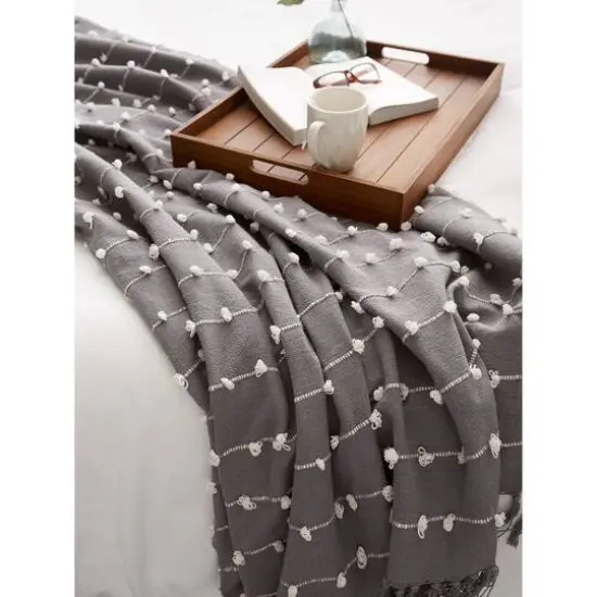 DII&reg; Gray Woven Loop Throw {9}