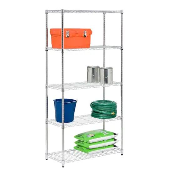 Honey Can Do 5-Tier Heavy-Duty Adjustable Shelving Unit Chrome {1}