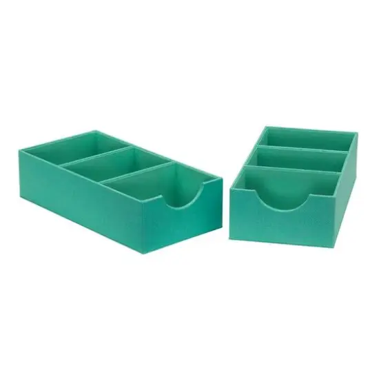 Household Essentials 3-Compartment Drawer Organizers, 2ct. Green {1}