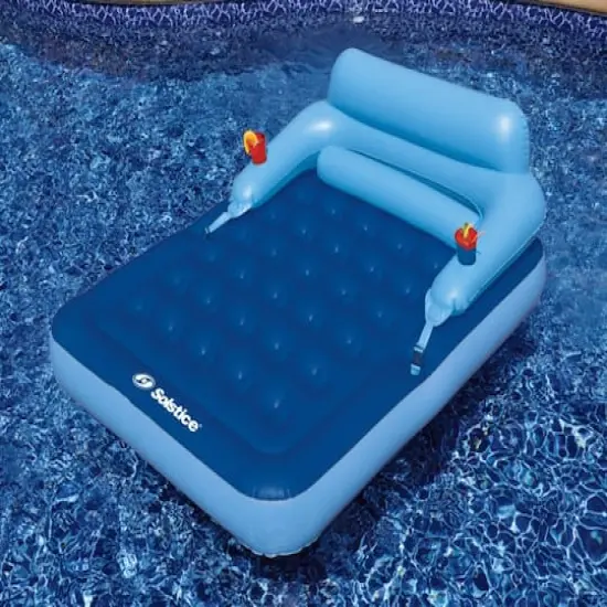 Solstice&reg; 6.5ft. Inflatable Blue Malibu Pool Mattress {4}