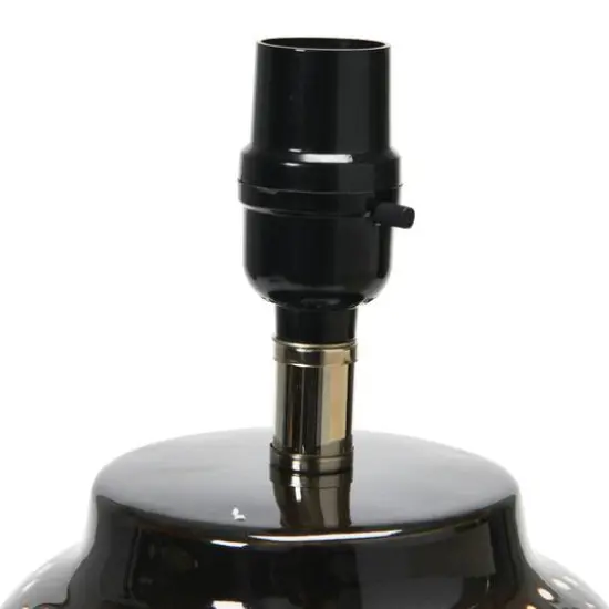 Hello Honey® 22" Black and White Dotted Stoneware Table Lamp with Linen Shade {11}