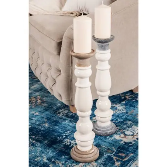 White Stoneware Country Candle Holder Set {6}