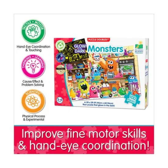 Puzzle Doubles! - Glow in the Dark Monsters: 100 Pcs {8}