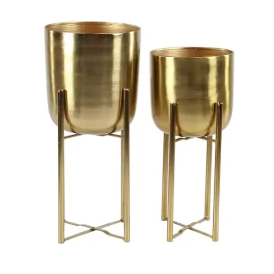 CosmoLiving by Cosmopolitan Gold Metal Glam Planter Set {1}