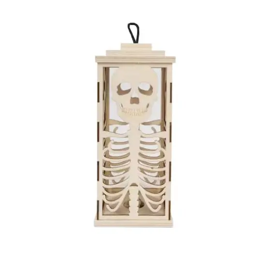 10" DIY LED Skull Wood Lantern D&eacute;cor by Make Market&reg; {1}