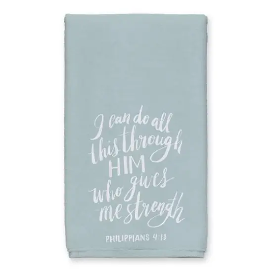 All Things Through Him Tea Towel Set Blue {3}