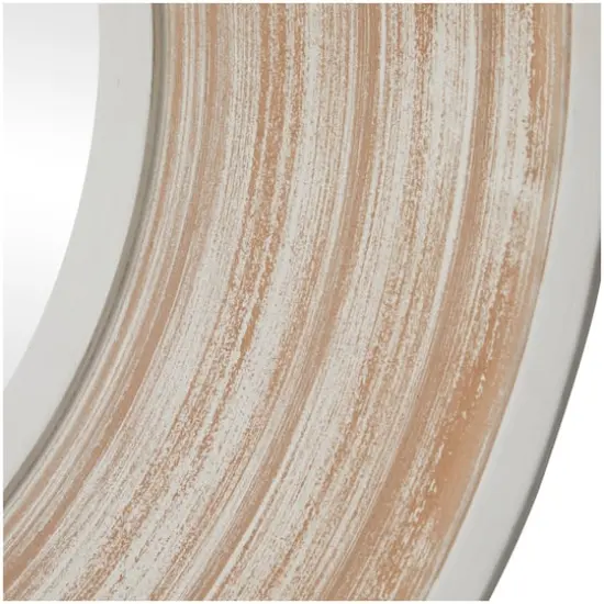 35" Cream Wooden Framed Wall Mirror with White Wash Effect {6}