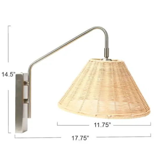 Hello Honey&reg; Rattan & Metal Wall Sconce Satin Nickel {11}