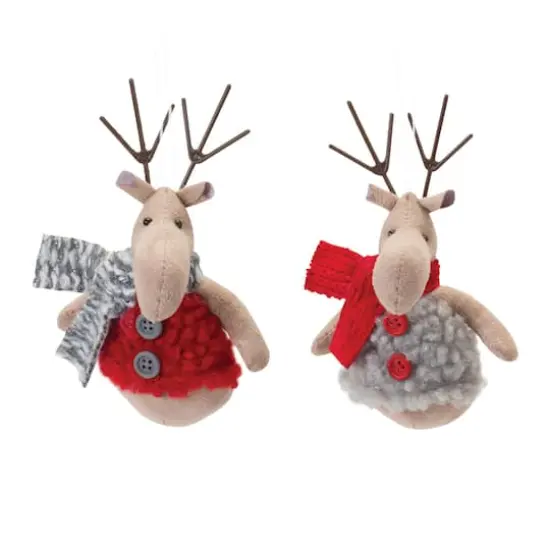 Plush Deer with Sweater Ornament Set {3}