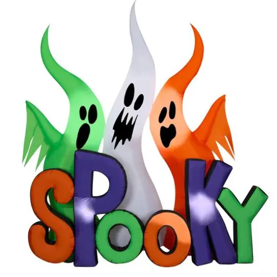 8ft. Airblown® Halloween Inflatable Ghosts with Spooky Sign {1}