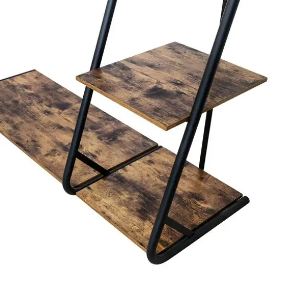 Honey Can Do 68" Freestanding Open Closet Wardrobe with Wood Shelf & Black Metal Frame {8}