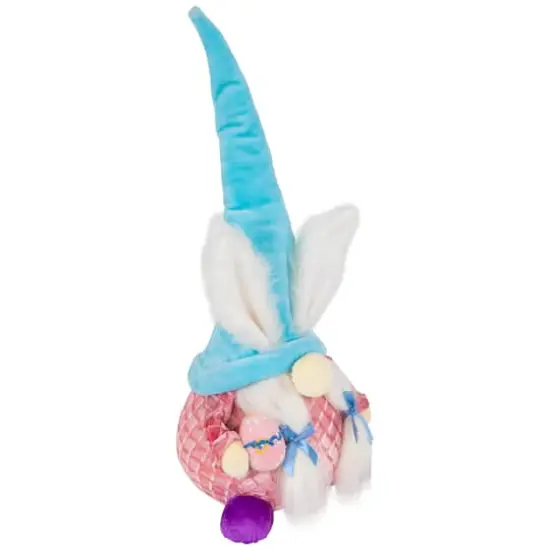 18.25" Blue & Pink Girl Gnome with Bunny Ears Easter Figure {4}
