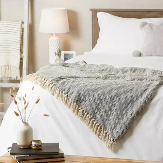 DII&reg; Handloom Chevron Throw Gray {4}