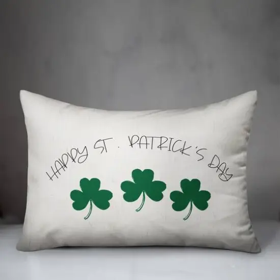 Happy Patricks Day Clover 14" x 20" Throw Pillow {4}