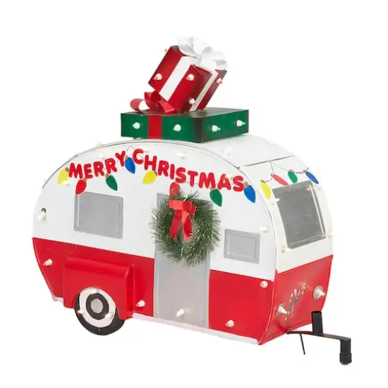 2.5ft. LED Camper with Gingerbread Sculpture {1}