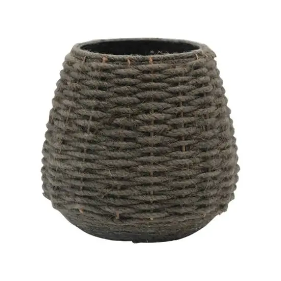Hello Honey&reg; 5.5" Gray Hand-Woven Jute & Glass Votive Candle Holder {1}