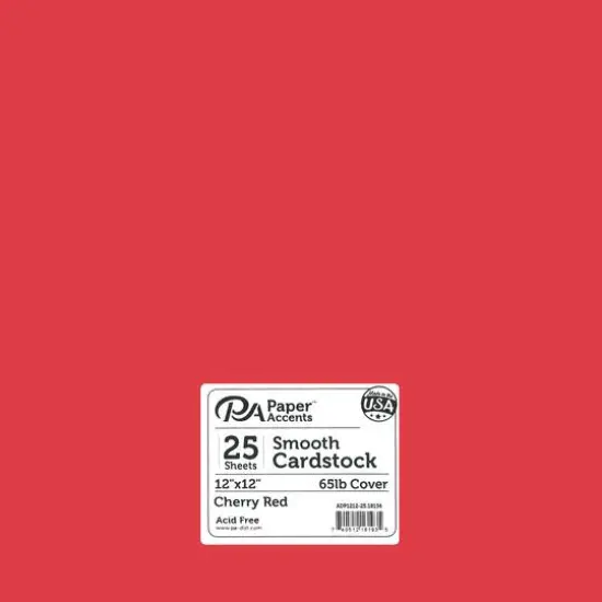 PA Paper™ Accents 12" x 12" 65lb. Smooth Cardstock, 25 Sheets Cherry Red {1}