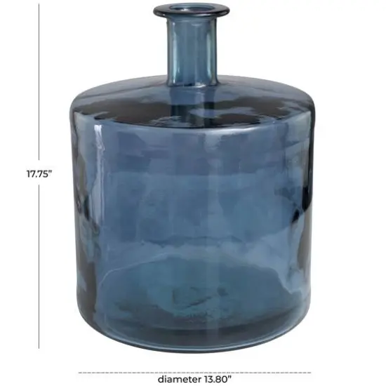 18" Blue Recycled Glass Spanish Bottleneck Vase {6}