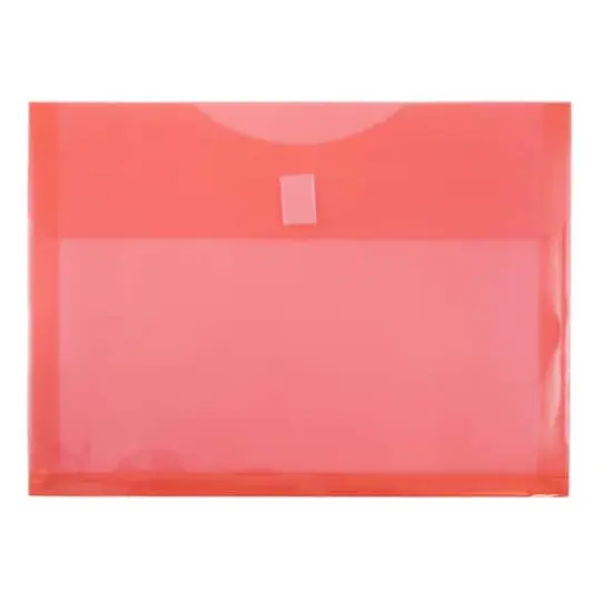 JAM Paper 9.75" x 13" Plastic Hook & Loop Closure Envelopes, 12ct. Red {1}