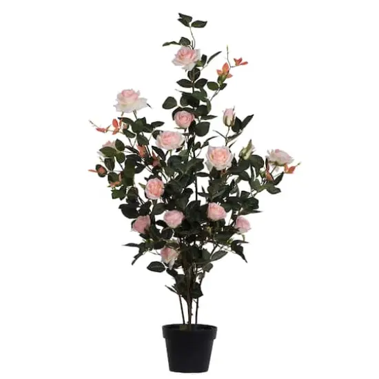 45" Artificial Pink Rose Plant in Pot {1}