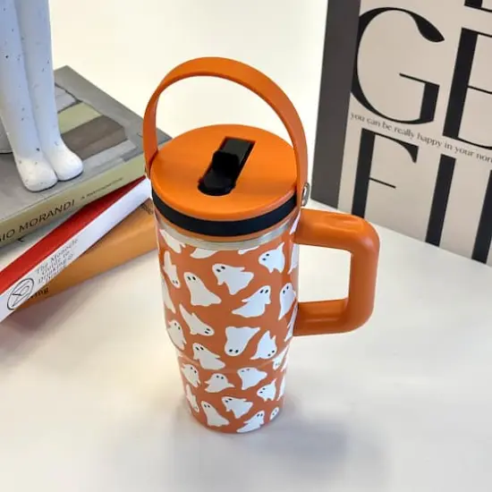 20oz. Orange & White Ghost Stainless Steel Insulated Tumbler by Ashland&reg; {5}