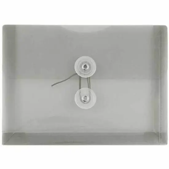 JAM Paper 5.25" x 7.5" Booklet Plastic Envelopes with Button and String Closure, 24ct. Smoke Gray {1}