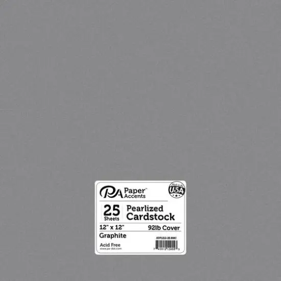 PA Paper™ Accents Pearlized 12" x 12" 92lb. Cardstock, 25 Sheets Graphite {1}