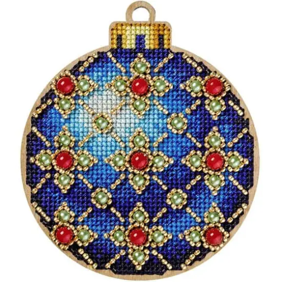 Wonderland Crafts Blue & Red Ornament Cross-Stitch Kit {3}